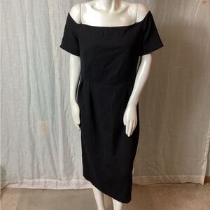 NWT Fendi Black Wool Crepe off-the-shoulder midi dress; Size: 48
